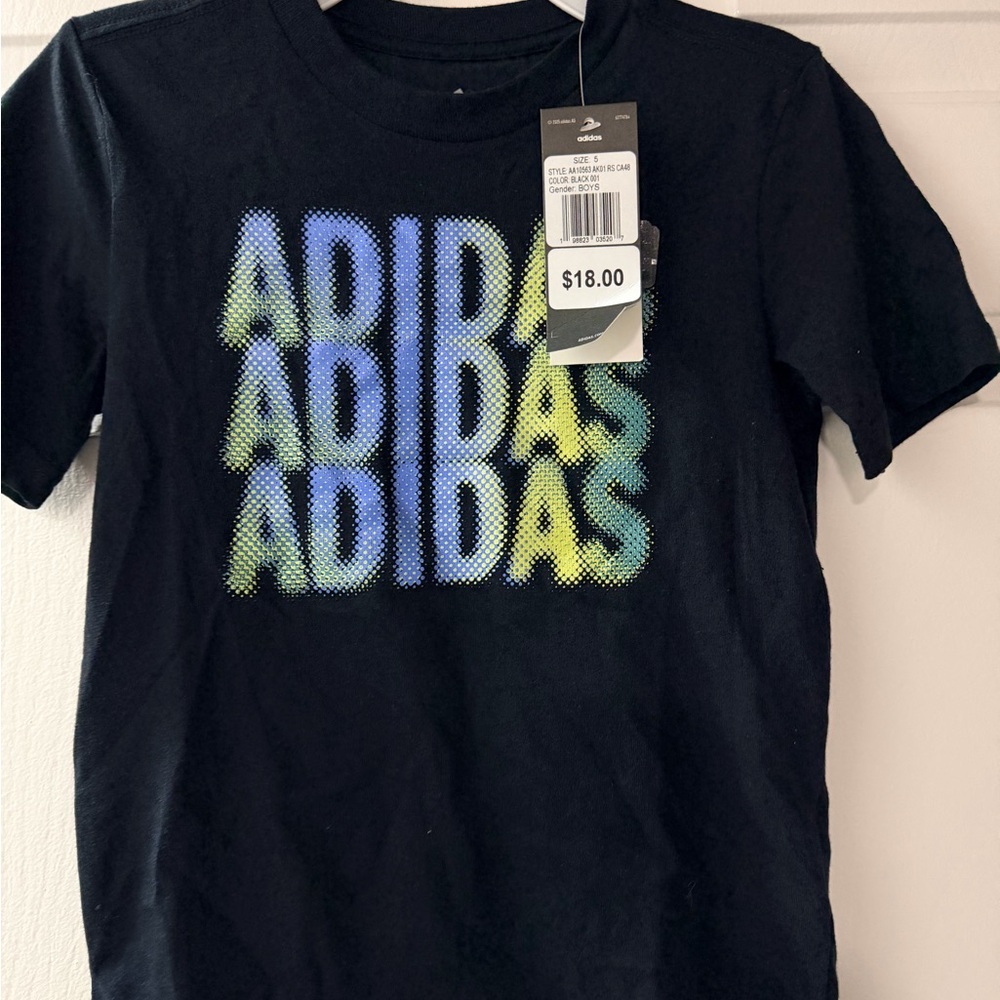 Adidas Black Tee with Blue & Yellow Fade Logo